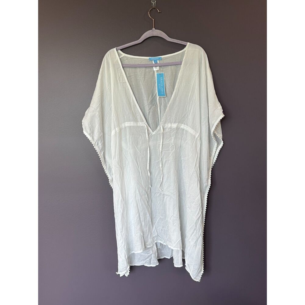 NWT Draper James Solid Batwing Caftan Swimsuit Cover-up White Size Large